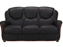 Driezitsbank 100% Buffelleer Adelaide - Zwart-Vente-unique New