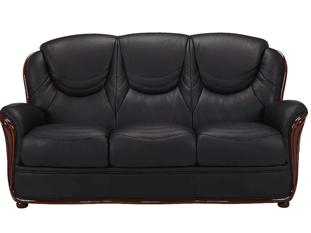 Driezitsbank 100% Buffelleer Adelaide - Zwart-Vente-unique New