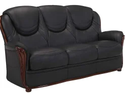 Driezitsbank 100% Buffelleer Adelaide - Zwart-Vente-unique New