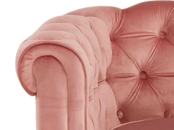 Driezitsbank Chesterfield - Fluweel - Pastel Roze-Vente-unique Hot
