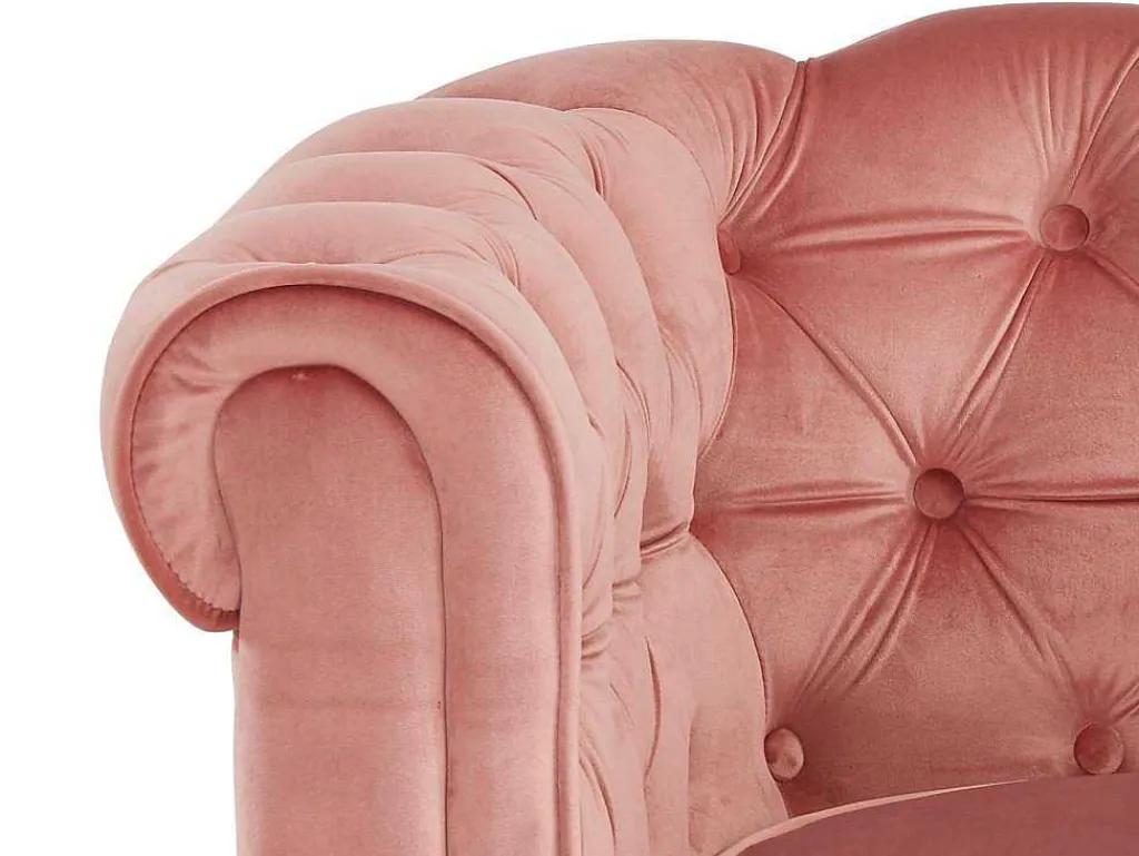 Driezitsbank Chesterfield - Fluweel - Pastel Roze-Vente-unique Hot