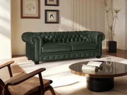 Driezitsbank Chesterfield Brenton 100% Buffelleer - Empire Groen-LINEA SOFA