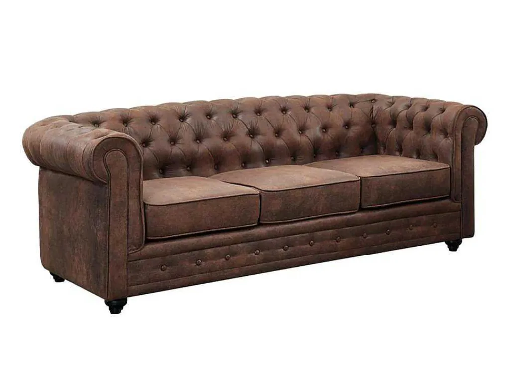 Driezitsbank Chesterfield Van Microvezel Met Vintage Look-Vente-unique Clearance