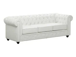 Driezitsbank Chesterfield Van Kunstleer - Wit-Vente-unique Outlet