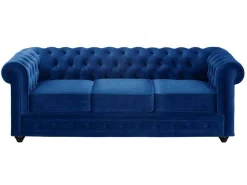 Driezitsbank Chesterfield - Fluweel - Koningsblauw-Vente-unique Online