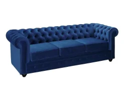 Driezitsbank Chesterfield - Fluweel - Koningsblauw-Vente-unique Online