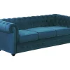 Driezitsbank Chesterfield Fluweel - Eend Blauw-Vente-unique Online