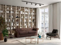 Driezitsbank Chesterfield Clotaire Van 100% Leer Met Lived-In Aspect-Vente-unique Discount