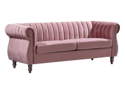 Driezitsbank Chesterfield In Oudroze Fluweel Trumbo-Vente-unique Hot