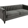 Driezitsbank Chesterfield Van Fluweel Trumbo - Antraciet-Vente-unique New