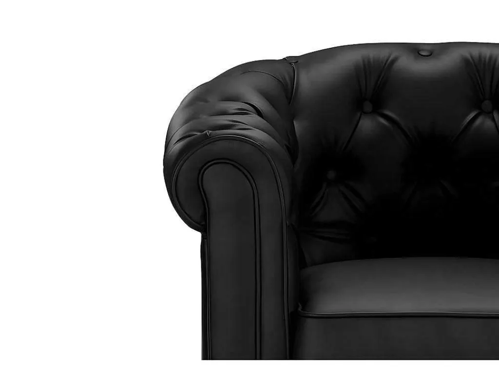 Driezitsbank En 2 Fauteuils Chesterfield Van Kunstleer - Wit-Vente-unique Best