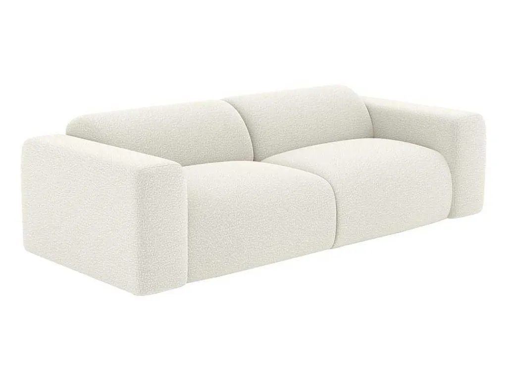 Driezitsbank En Fauteuil Van Witte Bouclestof Pogni Van Maison Cephy-Maison Céphy Best