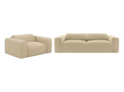 Driezitsbank En Fauteuil Van Beige Stof Met Textuur Pogni Van Maison Cephy-Maison Céphy Hot