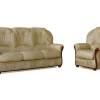 Driezitsbank En Fauteuil Daphne Van 100% Buffel Leer - Beige-Vente-unique New