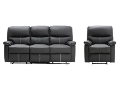 Driezitsbank En Relaxfauteuil Canby - Kunstleer - Zwart-Vente-unique Sale