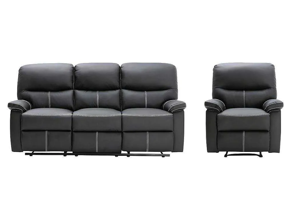 Driezitsbank En Relaxfauteuil Canby - Kunstleer - Zwart-Vente-unique Sale