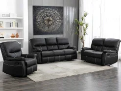 Driezitsbank En Relaxfauteuil Canby - Kunstleer - Zwart-Vente-unique Sale
