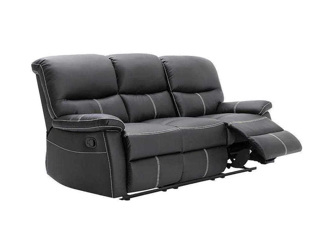Driezitsbank En Relaxfauteuil Canby - Kunstleer - Zwart-Vente-unique Sale