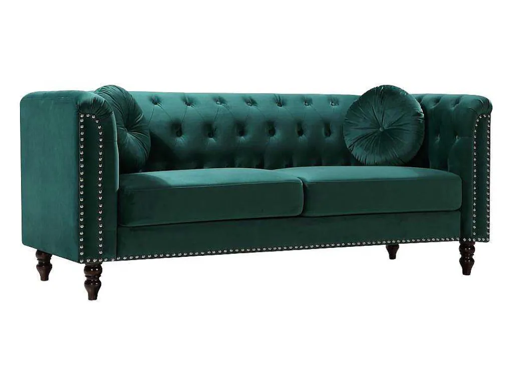 Driezitsbank In Smaragdgroene Fluweel Turner-Vente-unique Discount