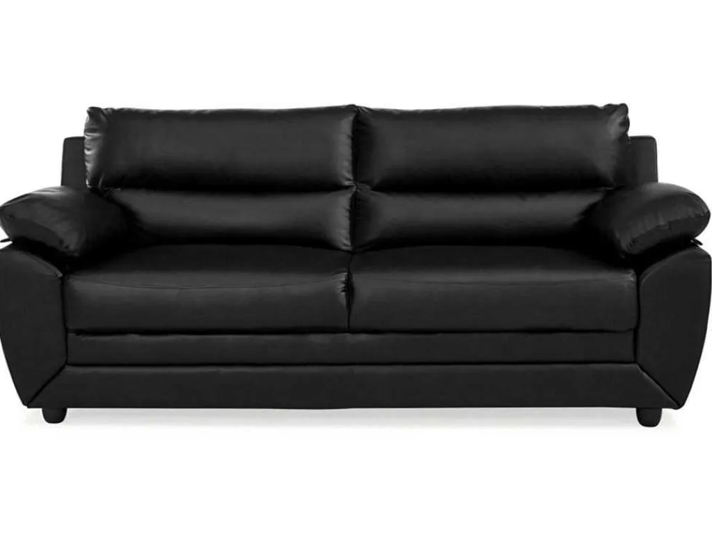 Driezitsbank Manoa Van Kunstleer - Zwart-Vente-unique Discount