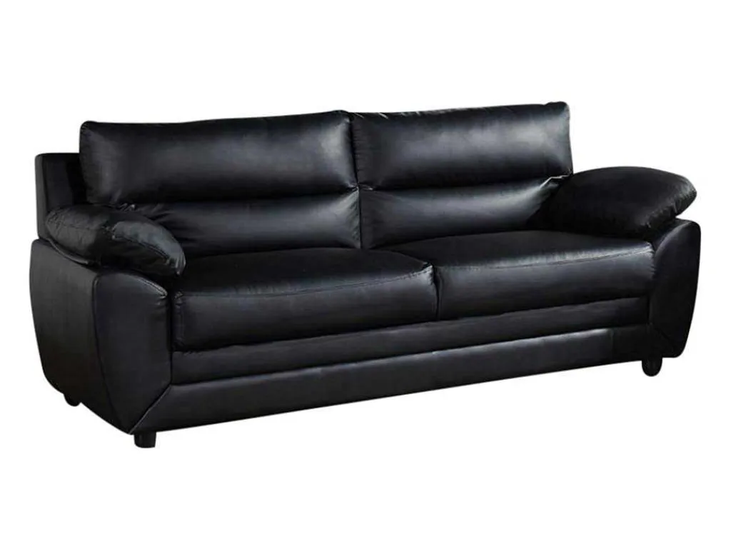 Driezitsbank Manoa Van Kunstleer - Zwart-Vente-unique Discount