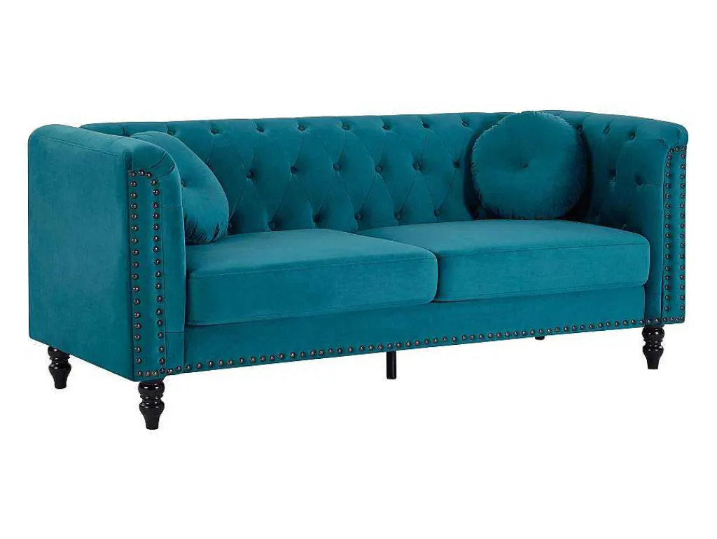 Driezitsbank Van Blauwgroen Velours Turner-Vente-unique