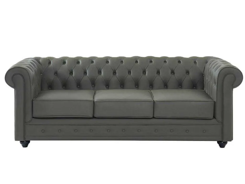 Driezitsbank Van Buffelleer Chesterfield - Grijs-Vente-unique Hot
