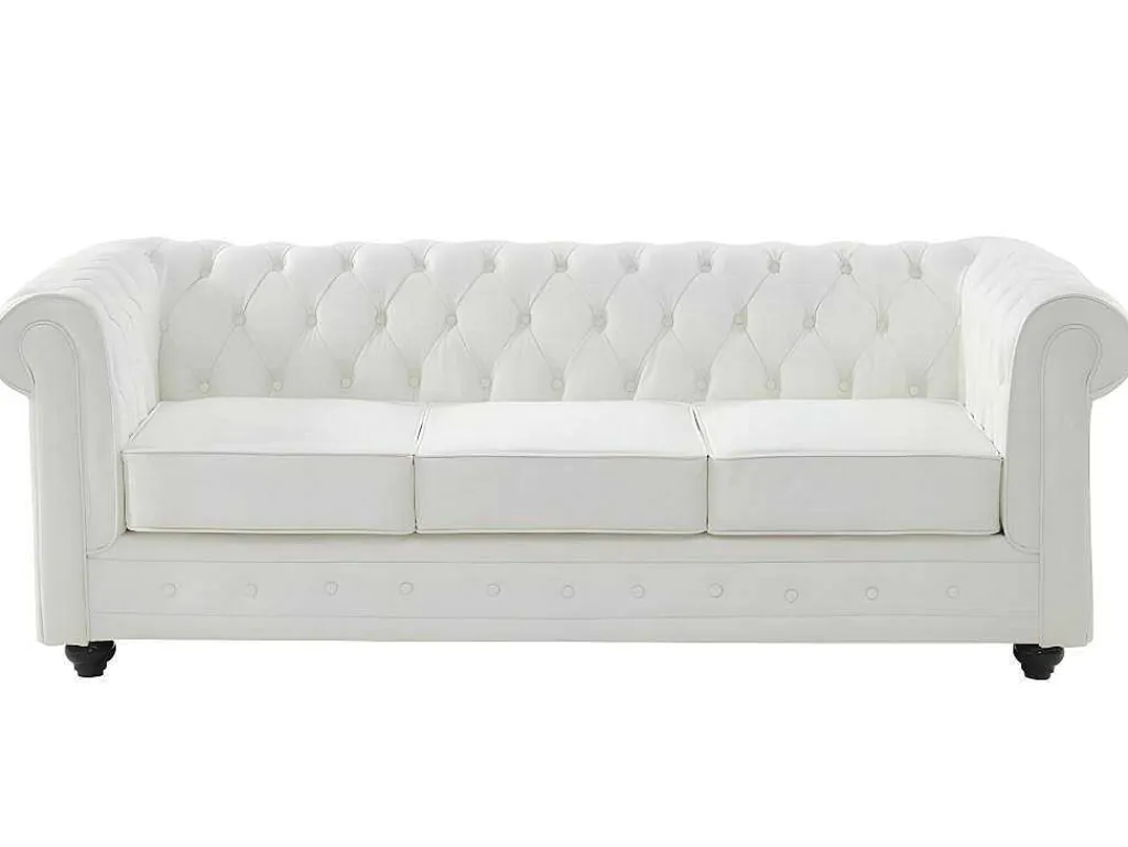 Driezitsbank Van Buffelleer Chesterfield - Wit-Vente-unique Best