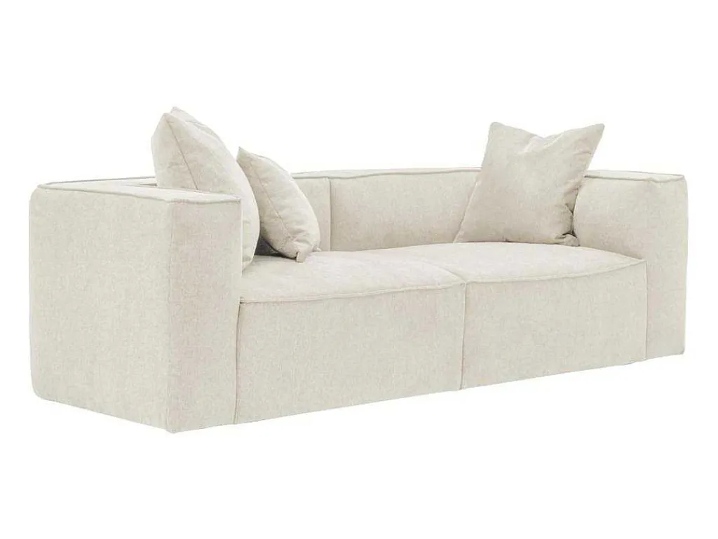 Driezitsbank Van Cremekleurige Stof Acace-Vente-unique Sale