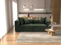 Driezitsbank Van Donkergroene Stof Acace-Vente-unique Best