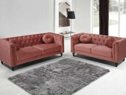 Driezitsbank Van Fluweel Turner - Oudroze-Vente-unique