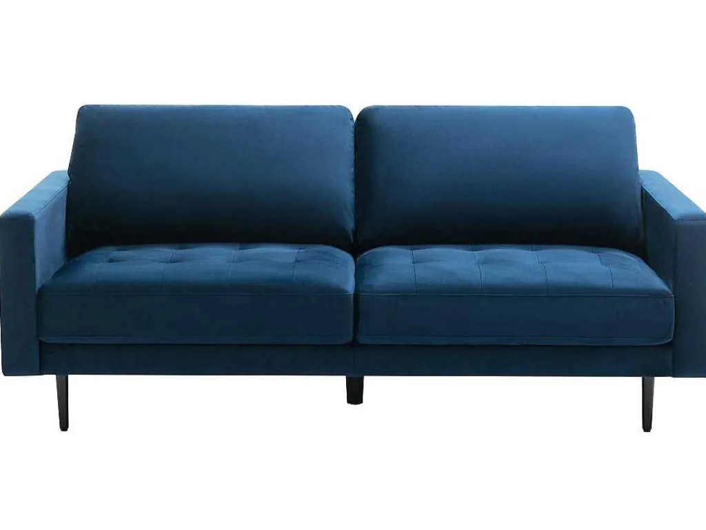 Driezitsbank Van Fluweel - Blauw - Estela-Vente-unique Discount