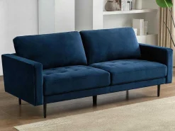 Driezitsbank Van Fluweel - Blauw - Estela-Vente-unique Discount