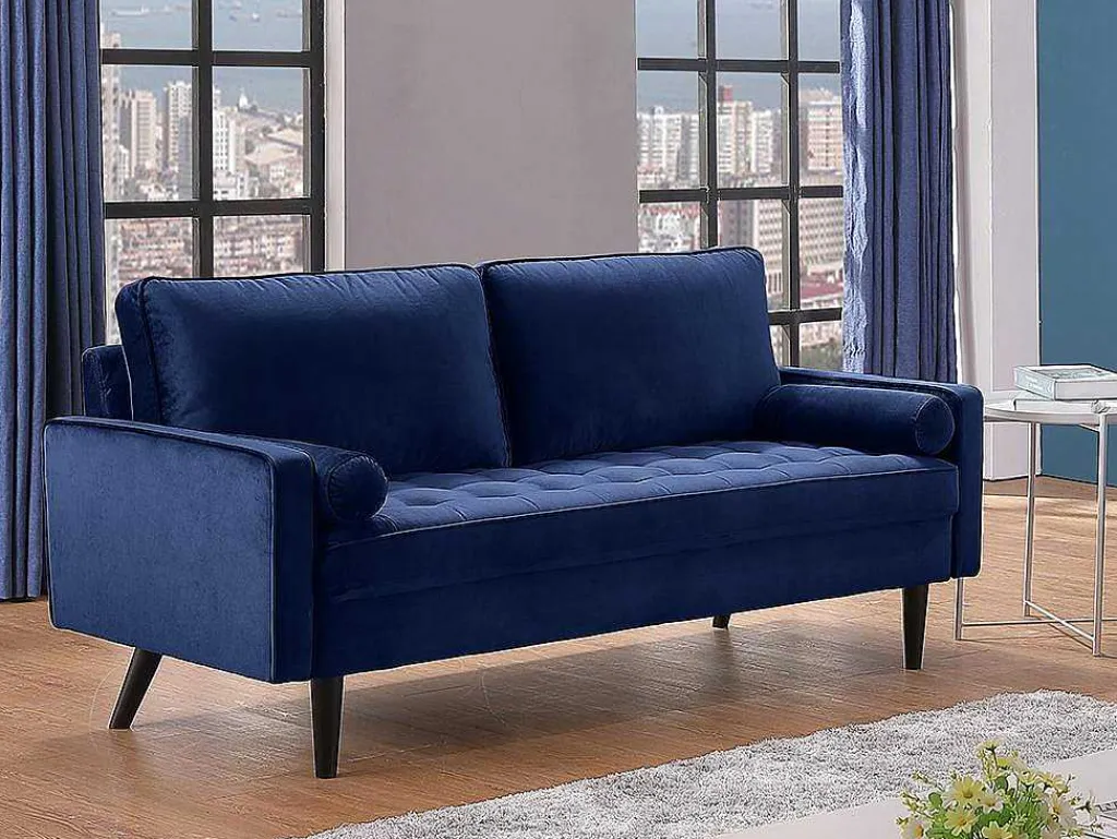 Driezitsbank Van Fluweel Fleuet - Donkerblauw-Vente-unique New