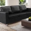 Driezitsbank Van Kunstleer Ackley - Zwart-Vente-unique Discount