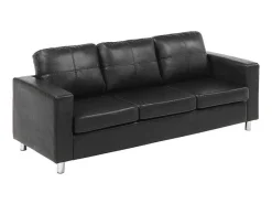 Driezitsbank Van Kunstleer Ackley - Zwart-Vente-unique Discount