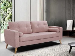 Driezitsbank Van Stof Met Woleffect Tatum - Roze-Vente-unique New