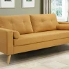 Driezitsbank Van Stof Met Woleffect Tatum - Geel-Vente-unique Outlet