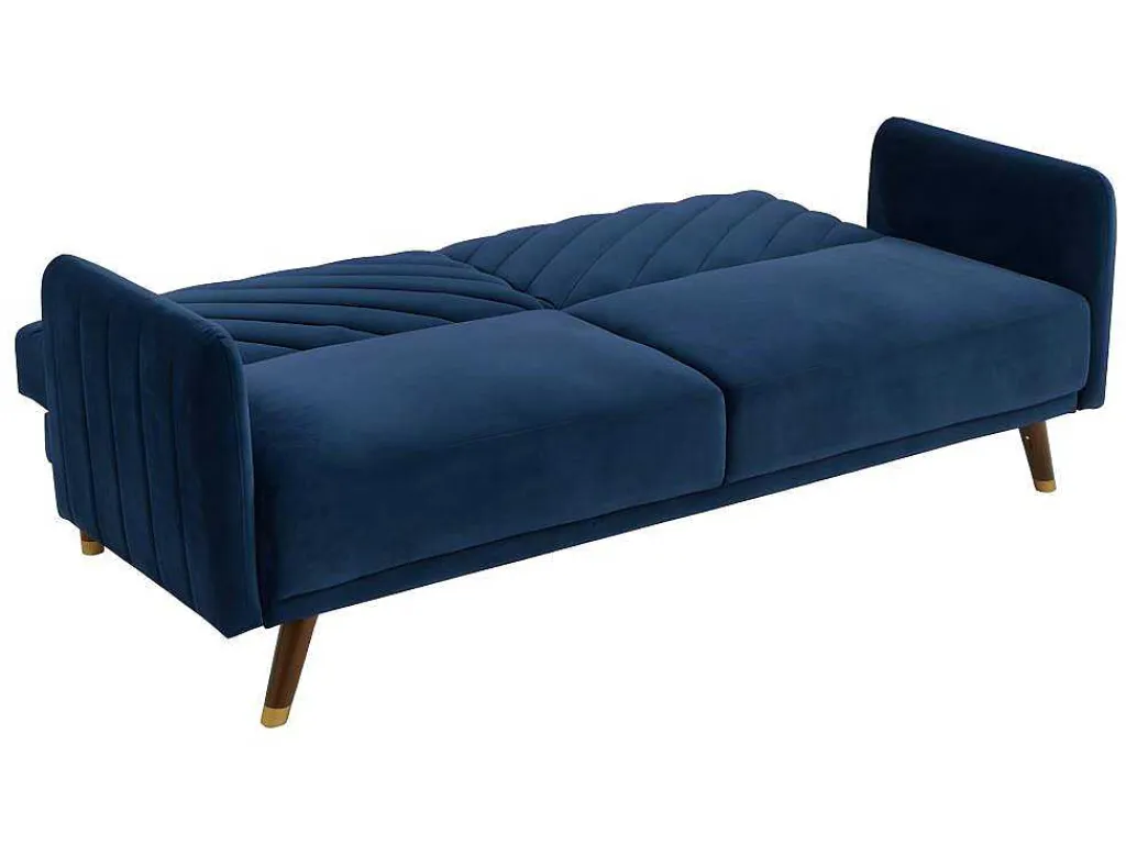 Driezitsbedbank Van Fluweel Joris - Blauw-Vente-unique Best