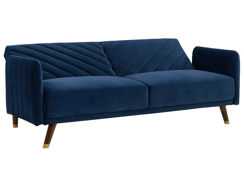 Driezitsbedbank Van Fluweel Joris - Blauw-Vente-unique Best