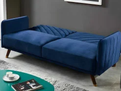Driezitsbedbank Van Fluweel Joris - Blauw-Vente-unique Best