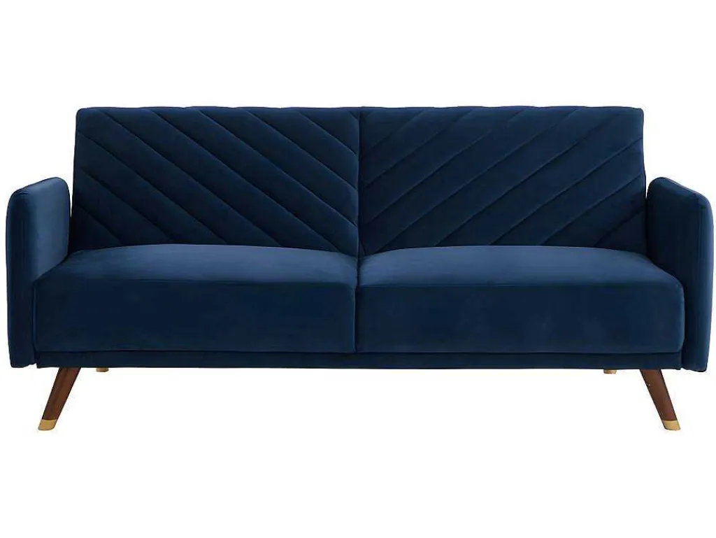 Driezitsbedbank Van Fluweel Joris - Blauw-Vente-unique Best