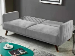 Driezitsbedbank Van Fluweel Joris - Lichtgrijs-Vente-unique New