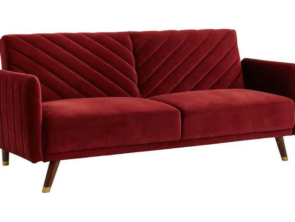Driezitsbedbank Van Fluweel Joris - Rood-Vente-unique Sale