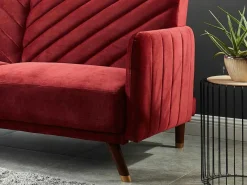 Driezitsbedbank Van Fluweel Joris - Rood-Vente-unique Sale