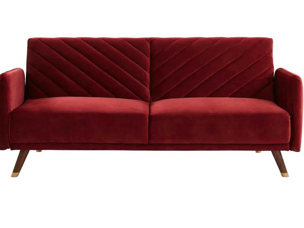 Driezitsbedbank Van Fluweel Joris - Rood-Vente-unique Sale