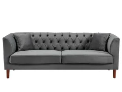 Driezits-Chesterfield-Bank Van Antracietkleurig Velours Arsene-Vente-unique Online
