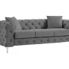 Driezits-Chesterfield-Bank Van Antracietgrijs Velours Edwina-Vente-unique New