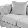 Driezits-Chesterfield-Bank Van Lichtgrijs Velours Edwina-Vente-unique Online