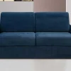 Driezits-Expressbedbank Van Fluweel Calife - Nachtblauw - Slaapruimte 140 Cm - Matras 14 Cm-Vente-unique Discount